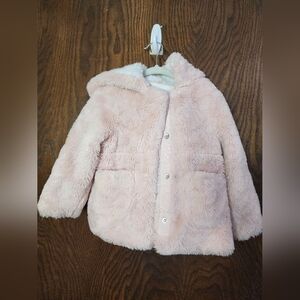 Cat & Jack Girl's Jacket Coat Hooded Faux Fur lined Pink Size 3T